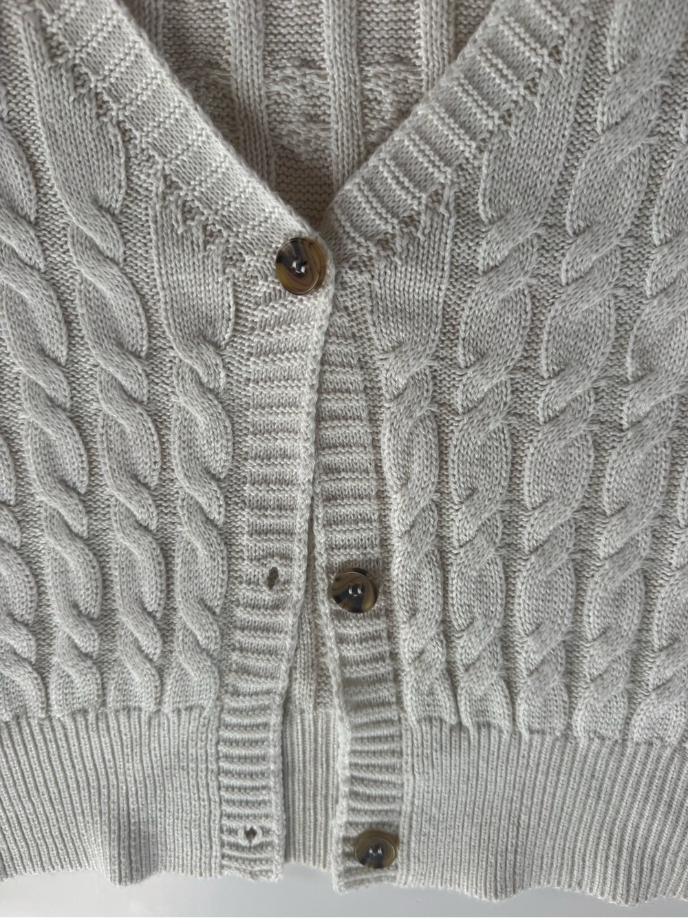Cream Cable Knit Collared Button-Up Women’s Sweater Cardigan - Picture 7 of 12